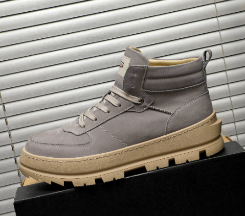 UGG High-Top Lace-Up Sneaker Boot — Taupe Grey | Shearling Lining | Chunky Lug Sole