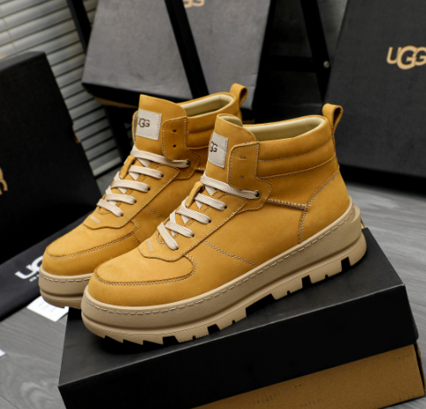 UGG High-Top Lace-Up Sneaker Boot — Wheat | Nubuck Leather | Chunky Lug Sole