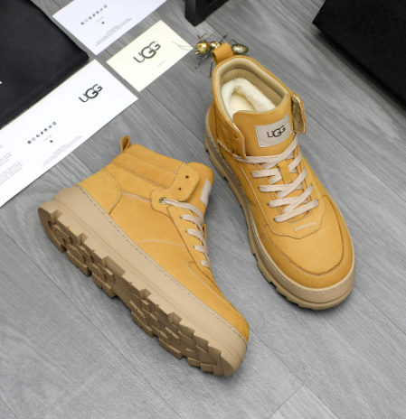 UGG High-Top Lace-Up Sneaker Boot — Wheat | Nubuck Leather | Chunky Lug Sole