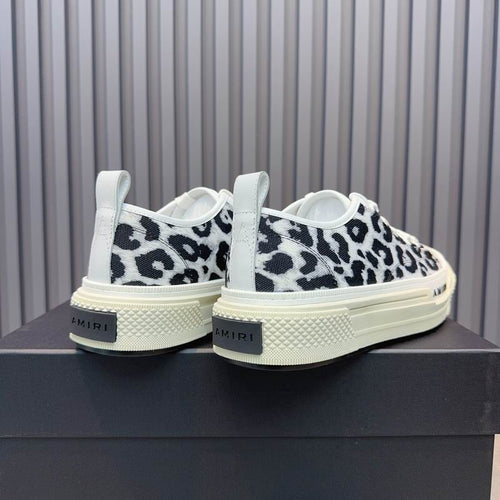 Amiri Court Low Sneaker – White / Black Leopard Print