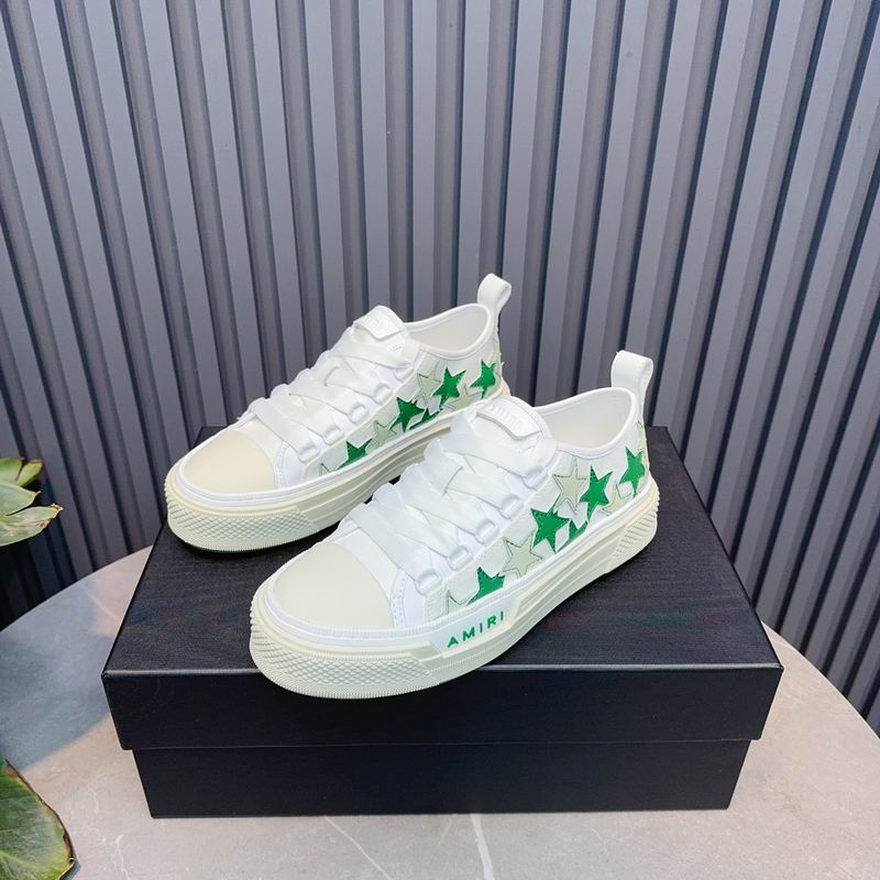 Amiri Court Low Sneaker – White / Green Stars
