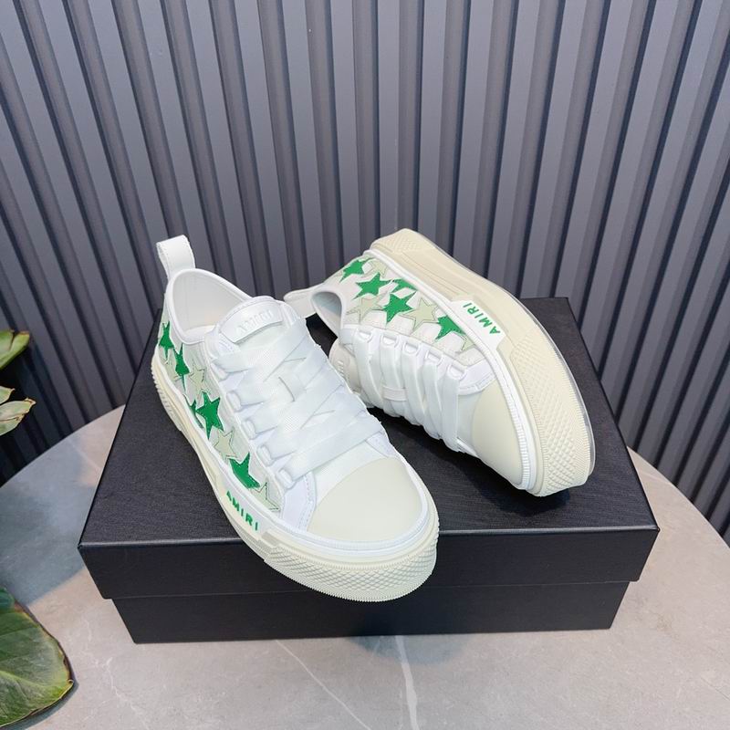Amiri Court Low Sneaker – White / Green Stars