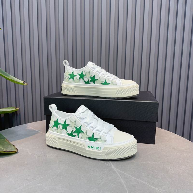Amiri Court Low Sneaker – White / Green Stars