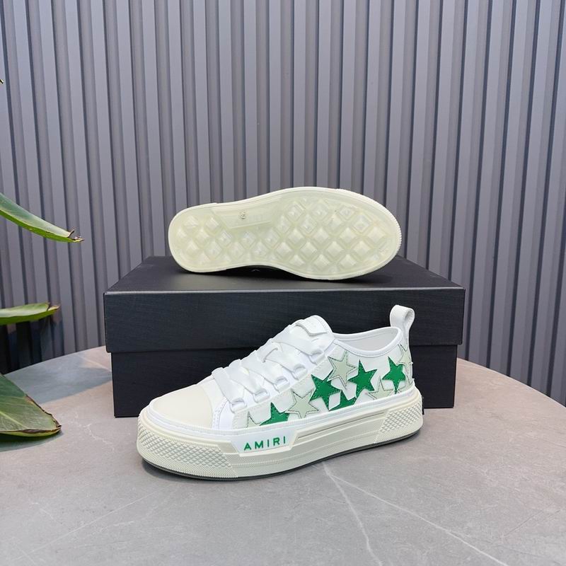 Amiri Court Low Sneaker – White / Green Stars