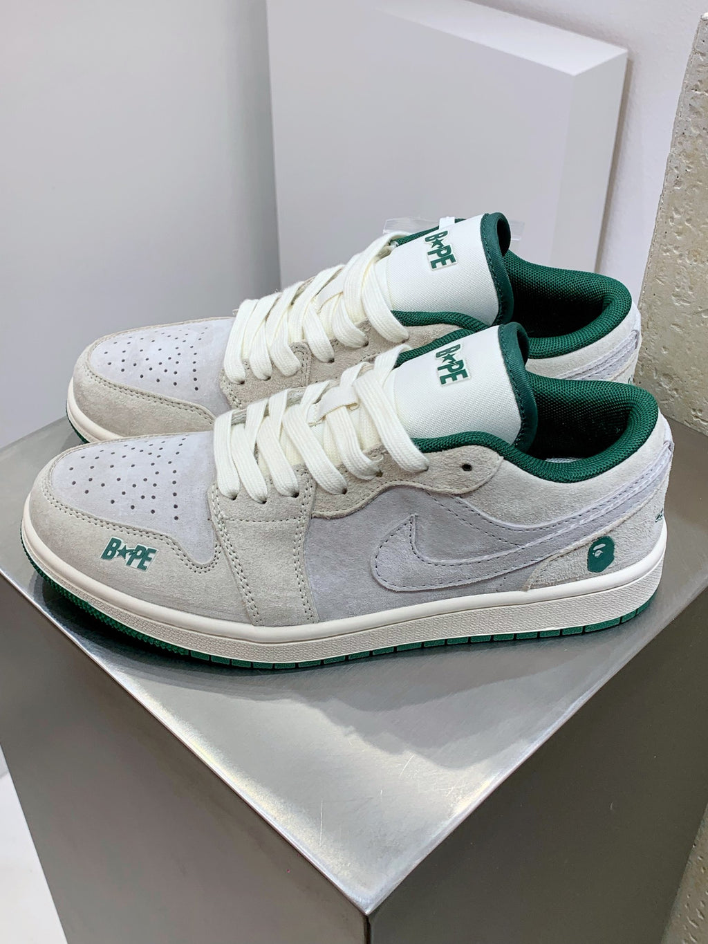 BAPE × Nike Air Jordan 1 Low 'White/Green' — EU 36–45