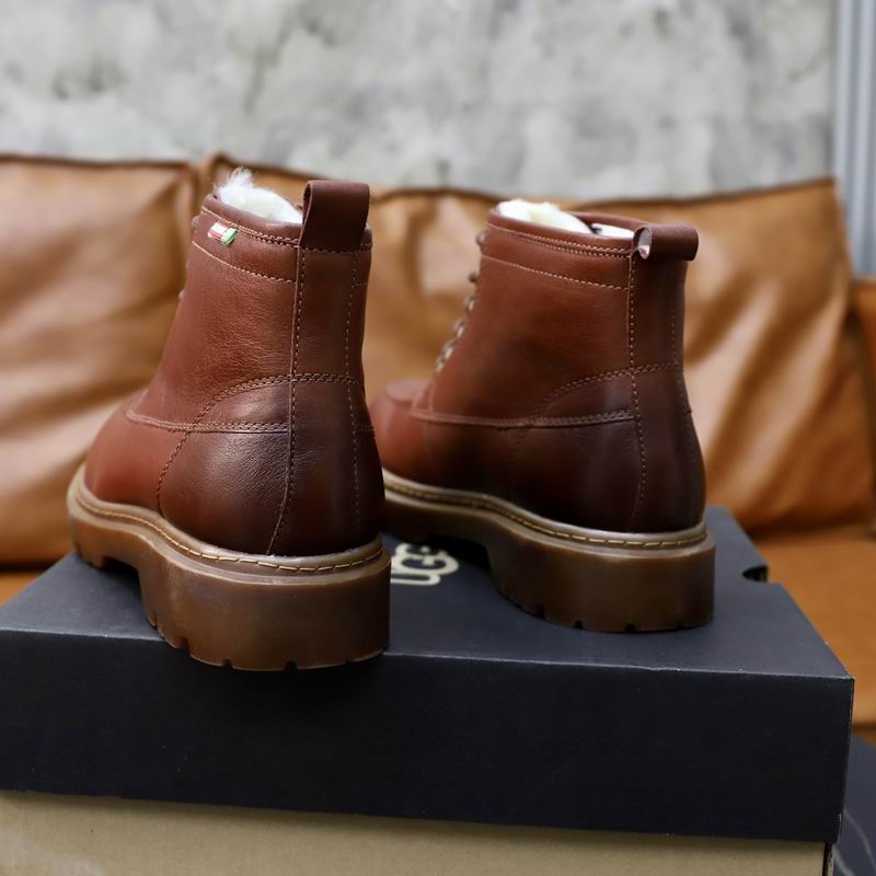 UGG Lace-Up Shearling Ankle Boot — Chestnut Brown Leather | Gold Eyelets | Platform Sole
