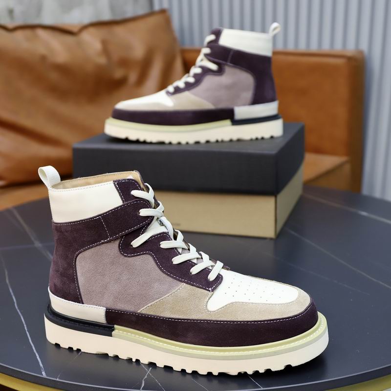 UGG High-Top Colorblock Sneaker Boot — Plum / Mauve / Cream Suede | Shearling Lining | Lug Sole