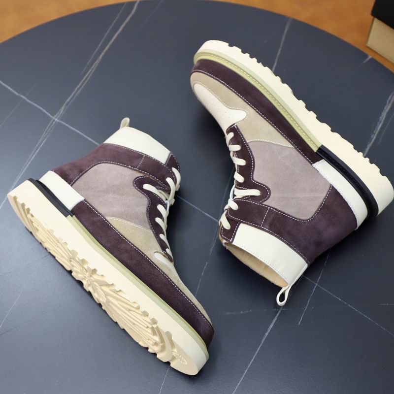 UGG High-Top Colorblock Sneaker Boot — Plum / Mauve / Cream Suede | Shearling Lining | Lug Sole