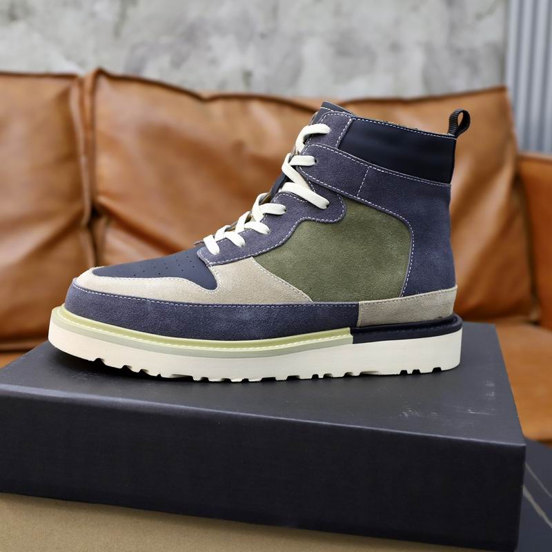 UGG High-Top Colorblock Sneaker Boot — Navy / Olive / Sand Suede | Cream Lug Sole
