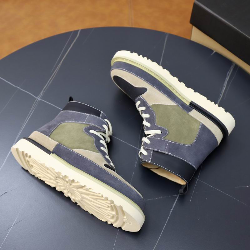 UGG High-Top Colorblock Sneaker Boot — Navy / Olive / Sand Suede | Cream Lug Sole