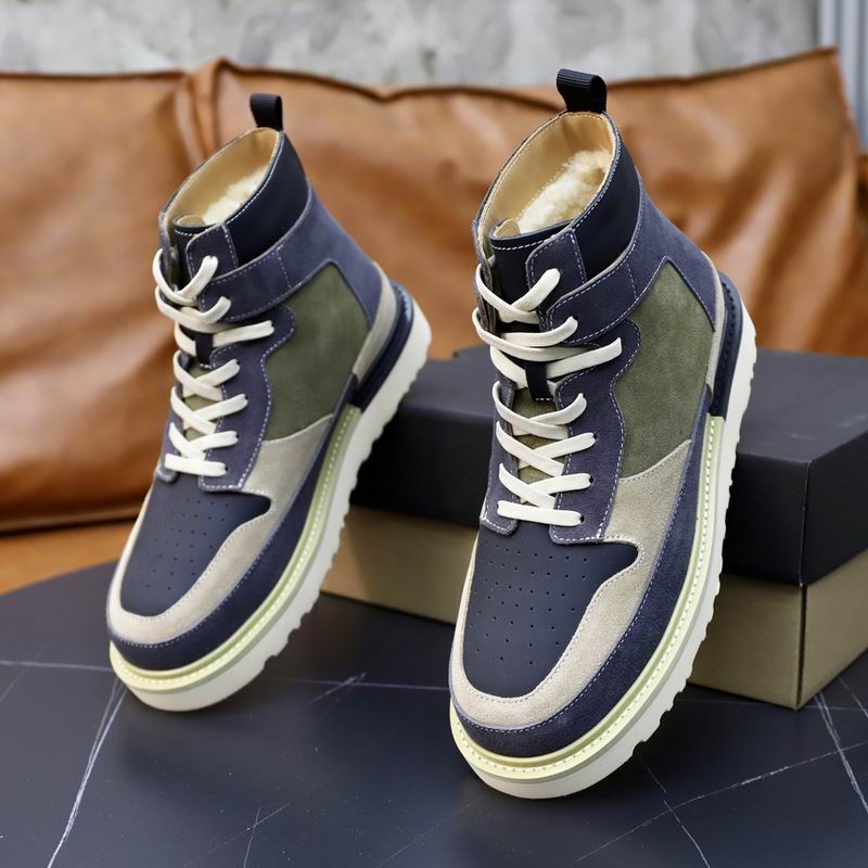 UGG High-Top Colorblock Sneaker Boot — Navy / Olive / Sand Suede | Cream Lug Sole