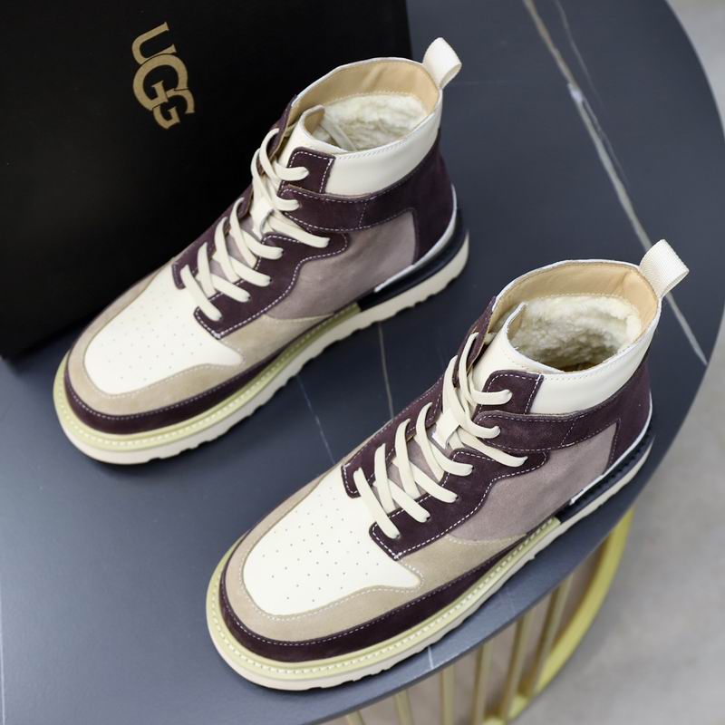 UGG High-Top Colorblock Sneaker Boot — Plum / Mauve / Cream Suede | Shearling Lining | Lug Sole